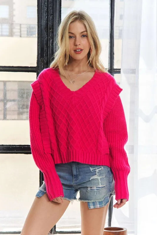 Ruffle Detail Adorable Sweater