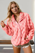 Double Take Checkered Long Sleeve Fuzzy Jacket – Soft and Cozy Comfort See size chart under “more details”