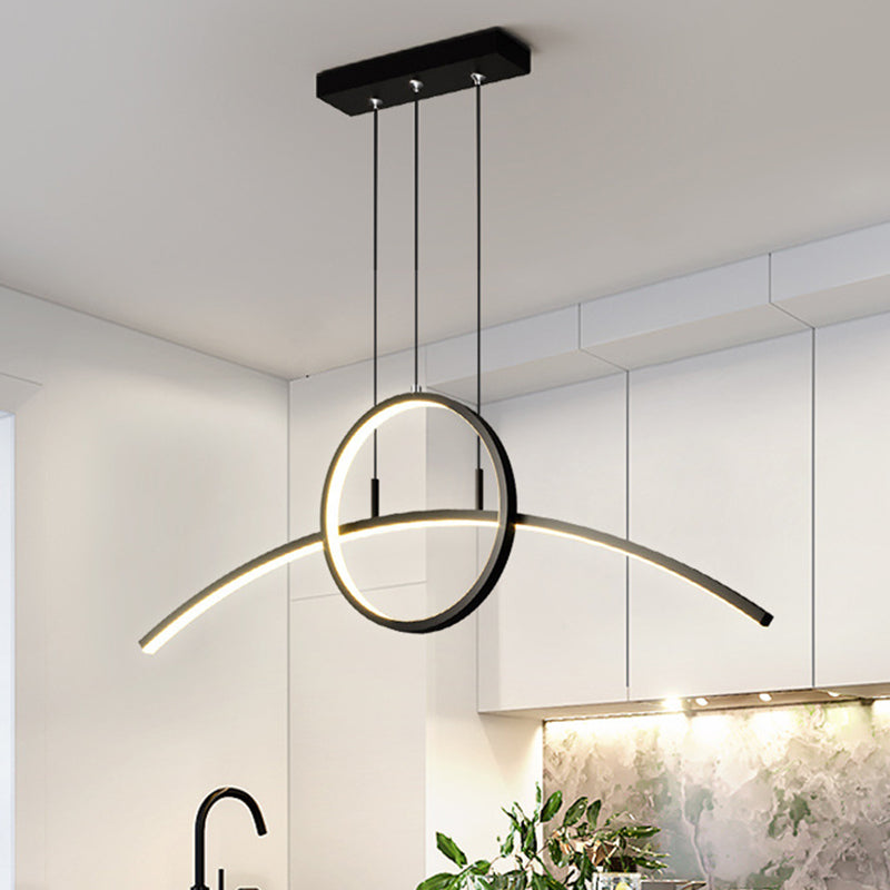 DecorBites™ Modern LED Pendant Light Fixture: Circle and Linear Design with Metal Hanging