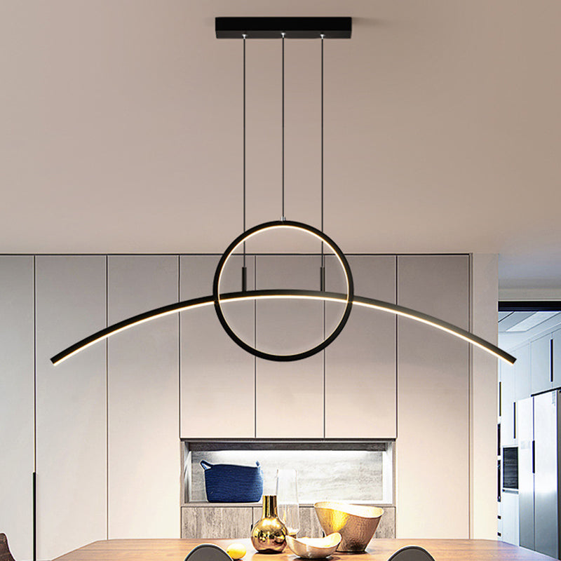 DecorBites™ Modern LED Pendant Light Fixture: Circle and Linear Design with Metal Hanging