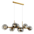 DecorBites™ Mid-Century Gold Island Pendant Light - 8 Lights, Spherical Glass, Perfect for Dining Table