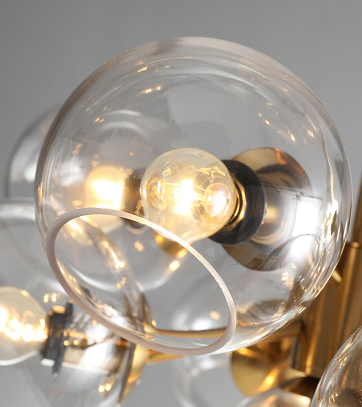 DecorBites™ Mid-Century Gold Island Pendant Light - 8 Lights, Spherical Glass, Perfect for Dining Table