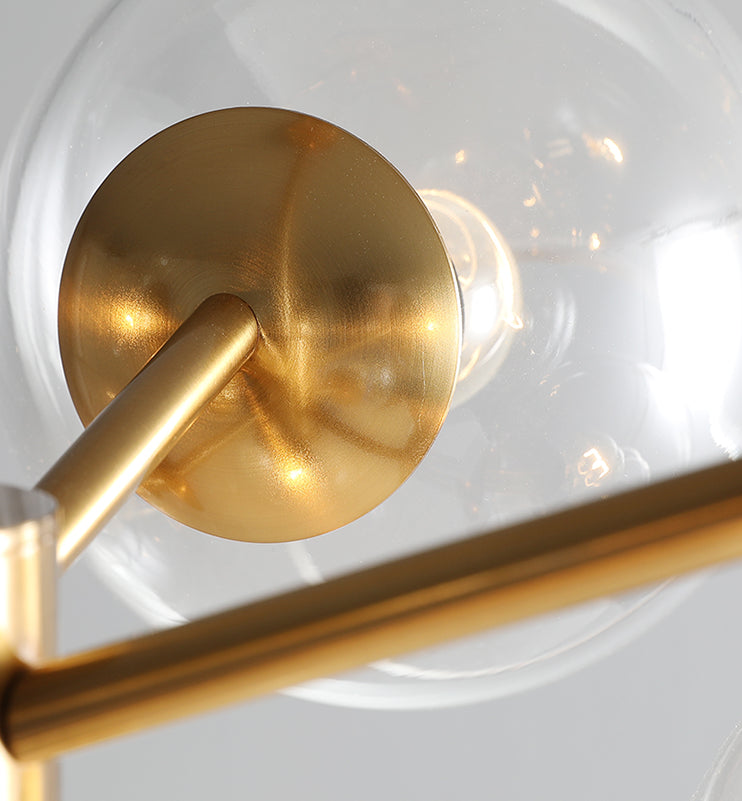 DecorBites™ Mid-Century Gold Island Pendant Light - 8 Lights, Spherical Glass, Perfect for Dining Table