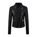 Women's Distressed PU Motorcycle Jacket - Slim Fit Biker Coat with Adjustable Belt (Black/Chocolate/Wine Red/Milky White, M-XXL)