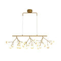 DecorBites™ 27-Bulb Island Light Brass Finish Hanging Lamp with Glass Shade - Minimalist Branch Design