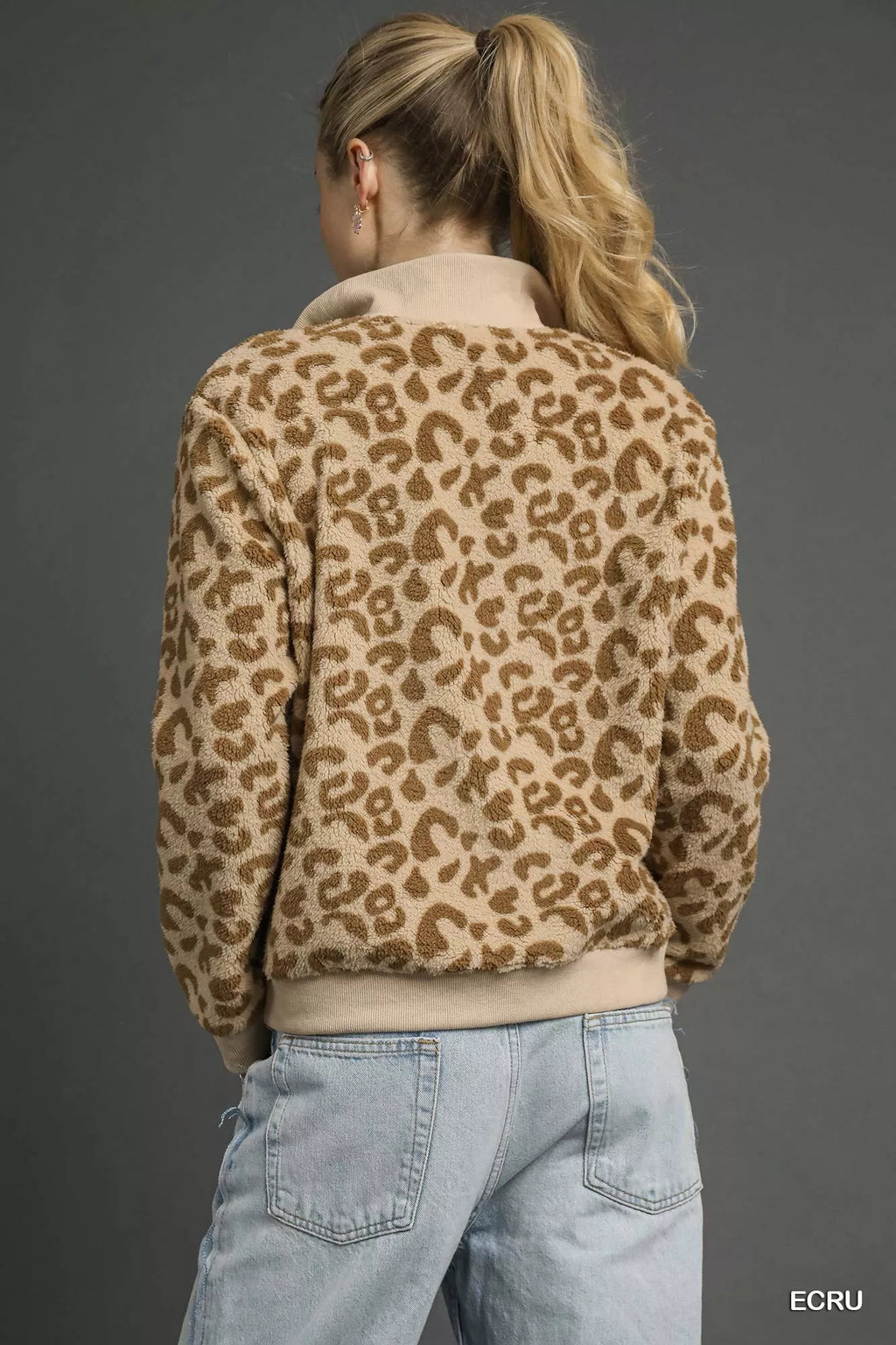 Leopard Print Quarter-Zip Sweatshirt