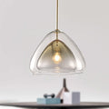 DecorBites™ Nordic Double Glass Cone Pendant Light Fixture - 12"/14" Wide Champagne Suspension