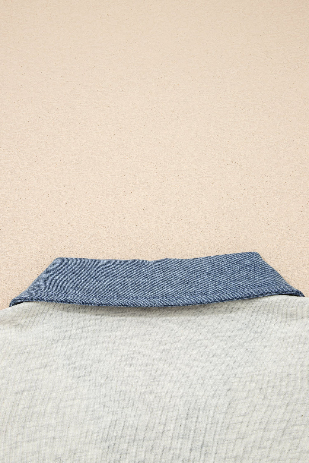 Light Grey Denim Color Block Patchwork Button Polo Collar T Shirt Tunic Dress
