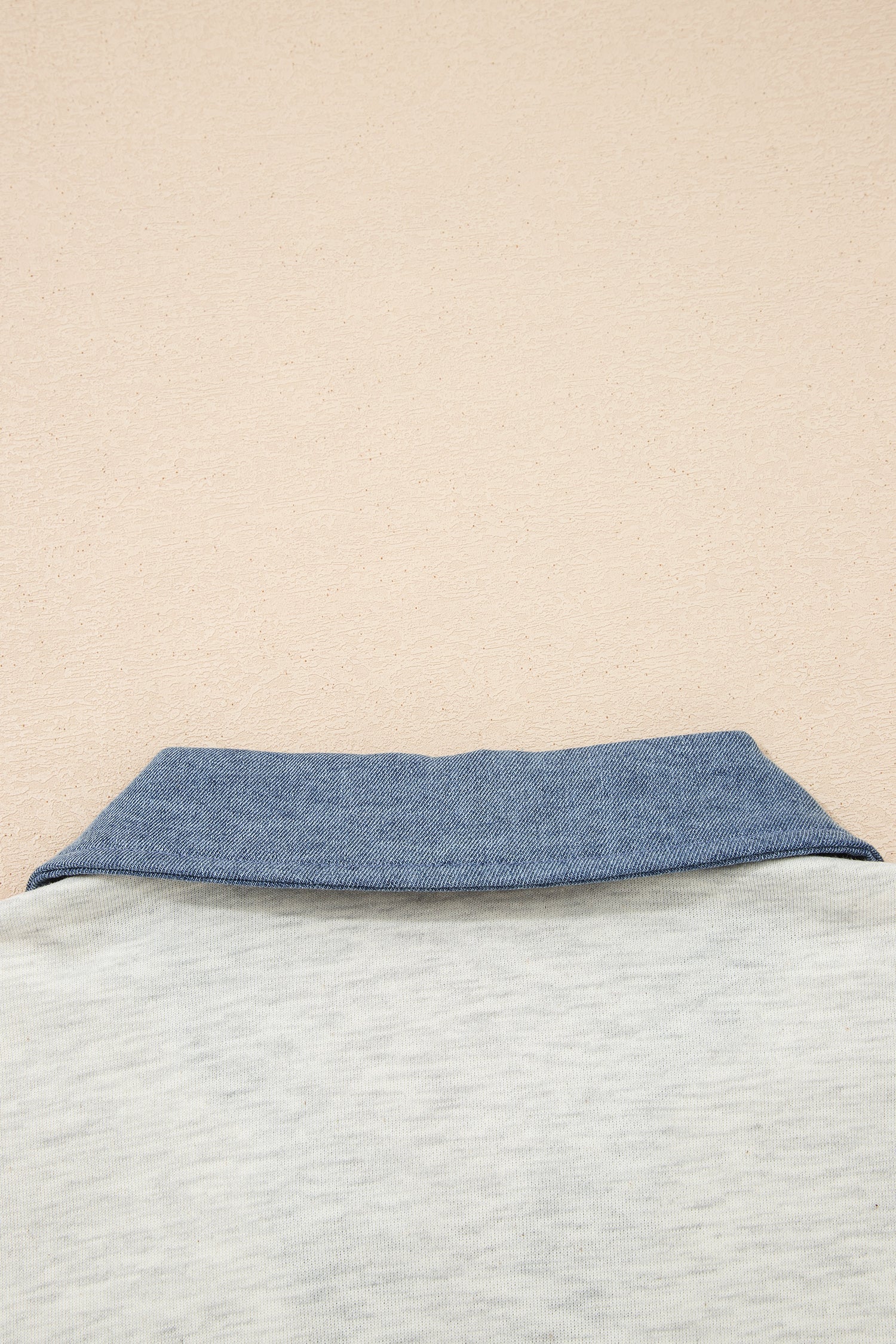 Light Grey Denim Color Block Patchwork Button Polo Collar T Shirt Tunic Dress