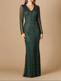 Long Sleeve Beaded Dress
