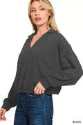 French Terry Collared Exposed Seam Sweatshirt