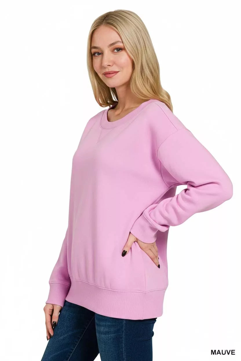 Fleece Boat Neck Sweatshirt