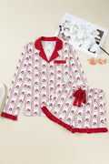 White Santa & Stripes Ruffle PJ Set
