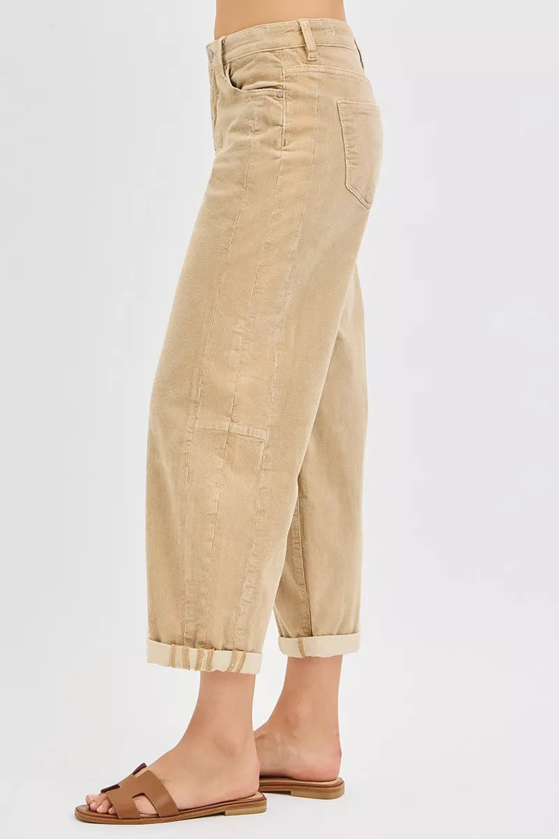 High Rise Crop Barrel Cordurory Pants