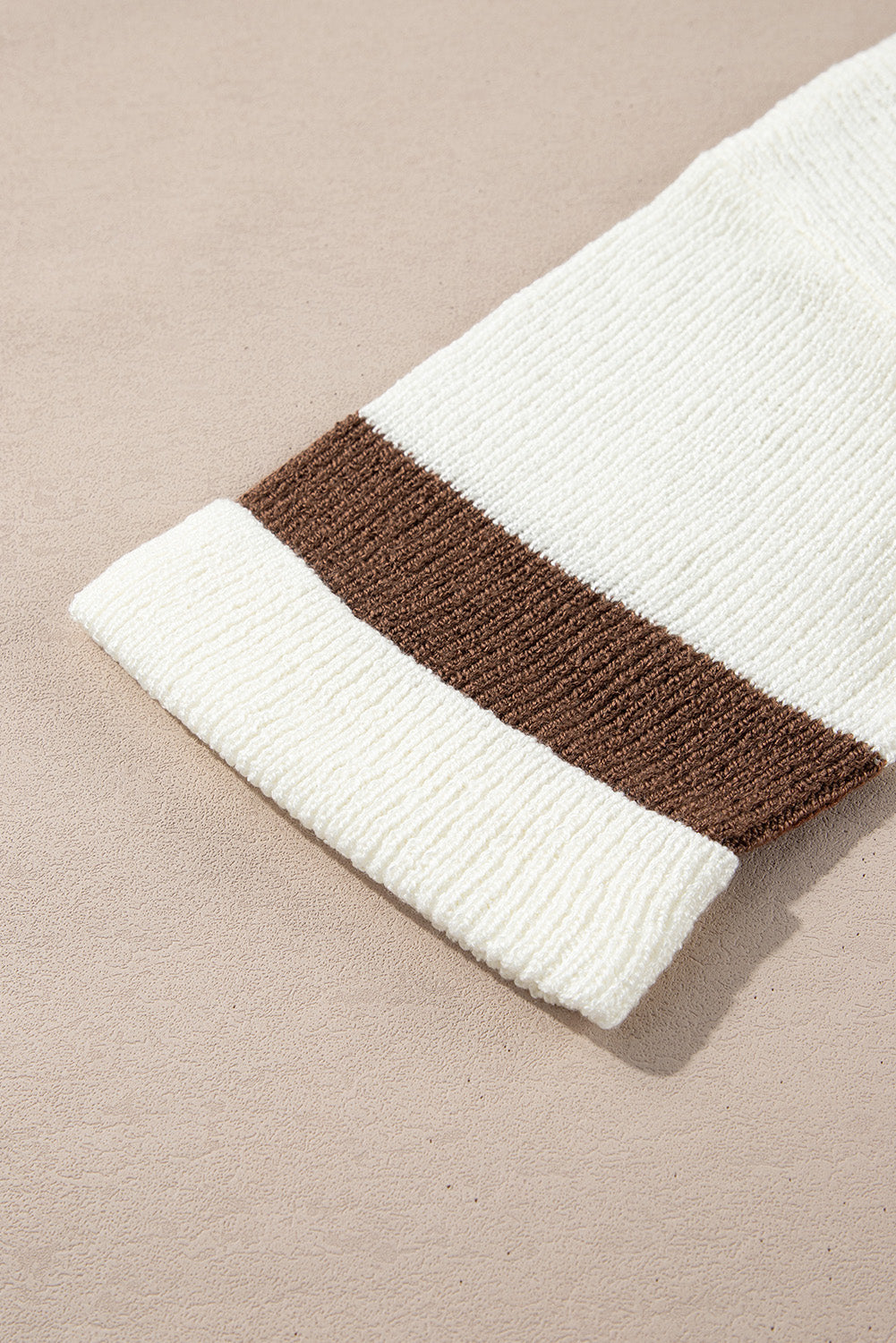 Brown Stripe Cropped Drop Sleeve Sweater