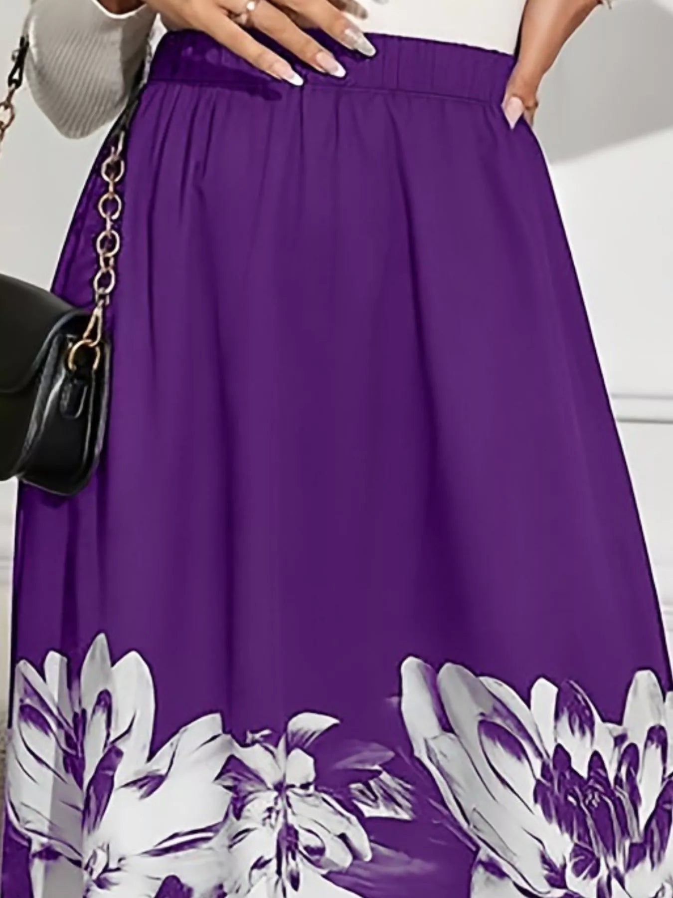 Floral Print A-Line Midi Skirt See size chart under “more details”