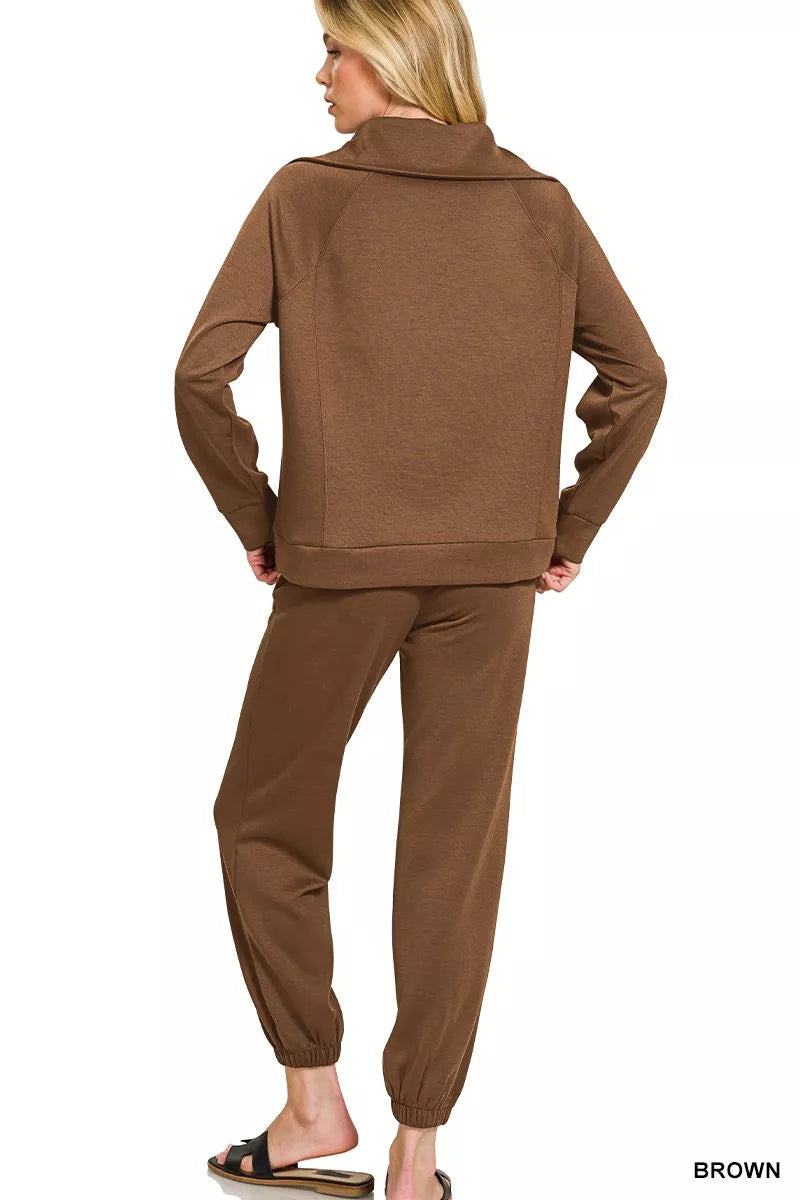 I am a Fashion Junky Scuba Half Zip Sweatshirts and Joggers Set