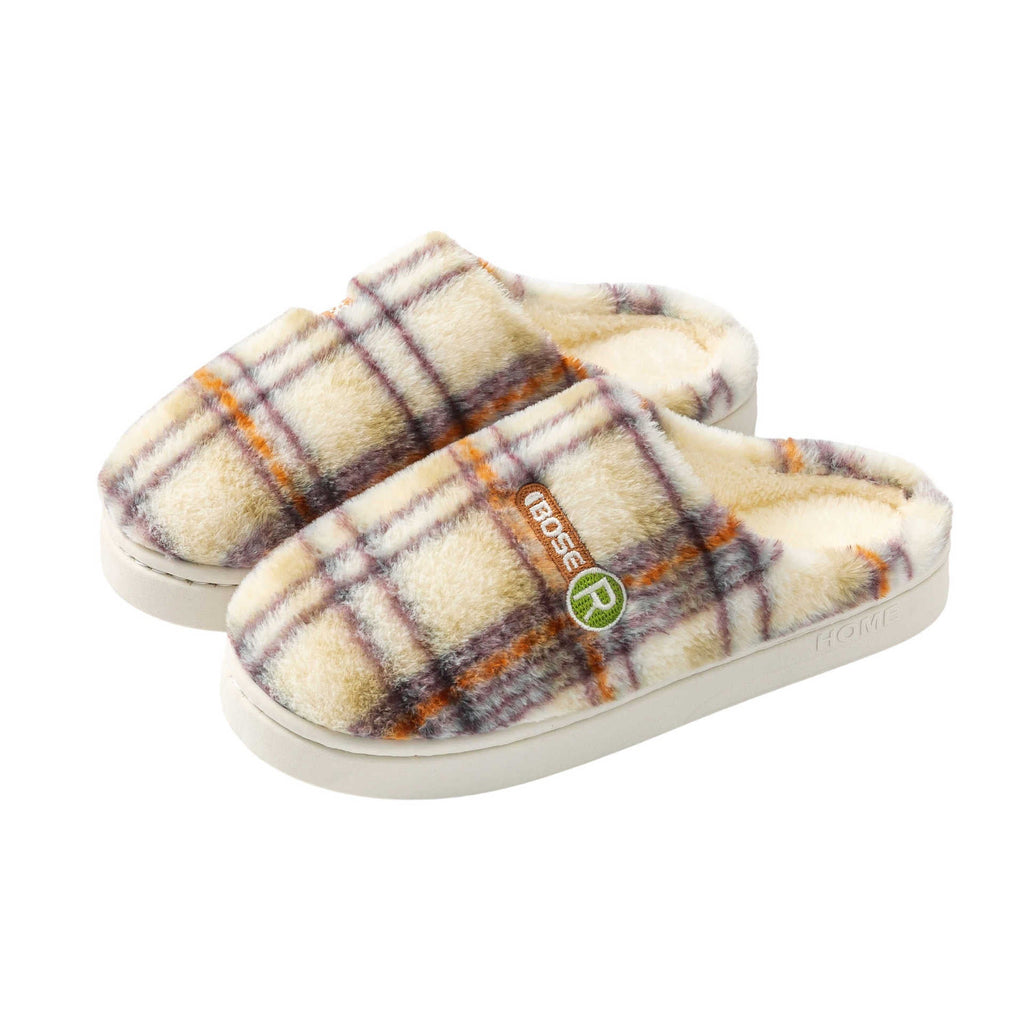 Women's Home Plush Warm Non-slip Plaid Cotton Shoes See size chart under “more details”