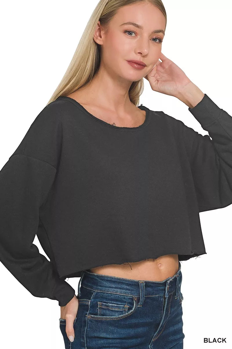 French Terry Boatneck Crop Top