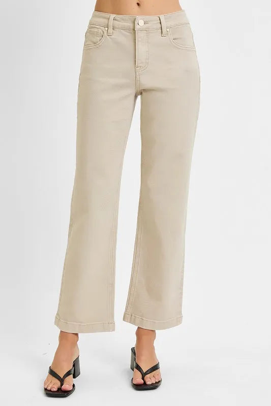 Full Size Tummy Control Mid Rise Ankle Straight Jeans Plus Size