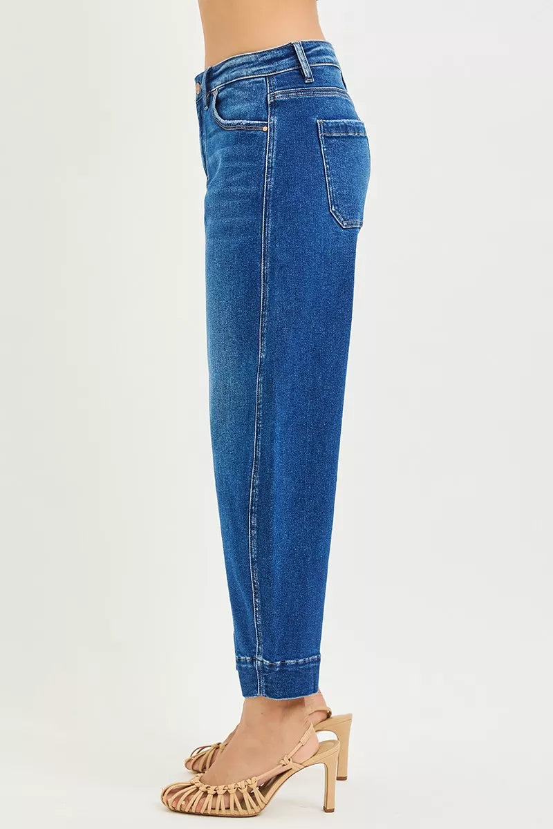 Mid Rise Crop Barrel Jeans