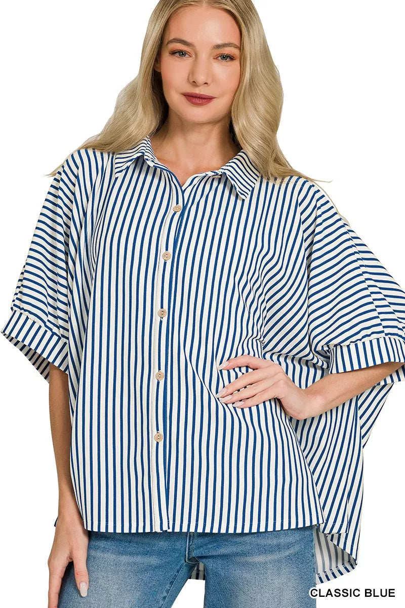 Oversized Stripe Button Down Shirt