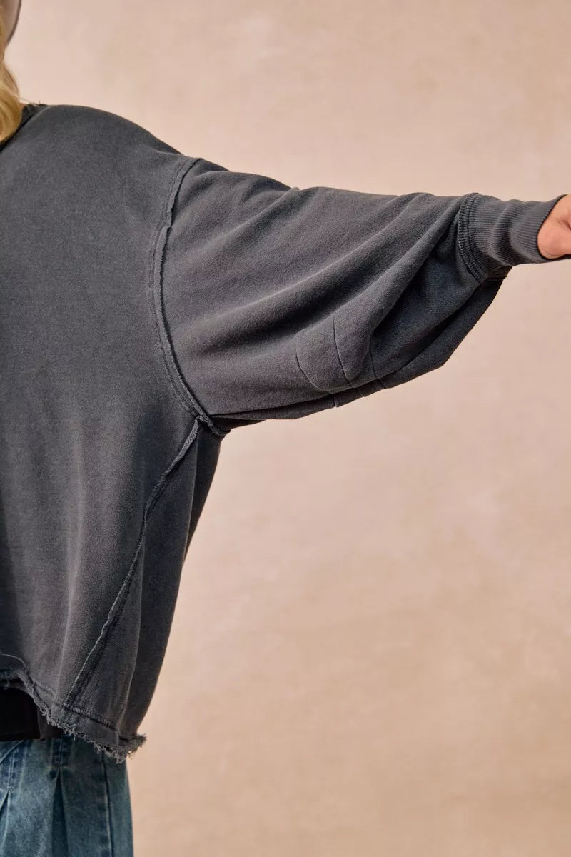 Mineral Washed French Terry Oversized Sweatshirt