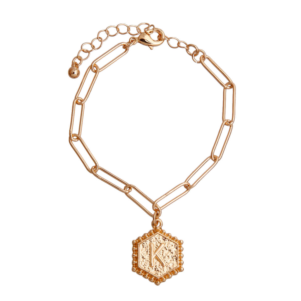 Charm Bracelet with K Hexagon Initial – Stylish Fashion Jewelry Accessory