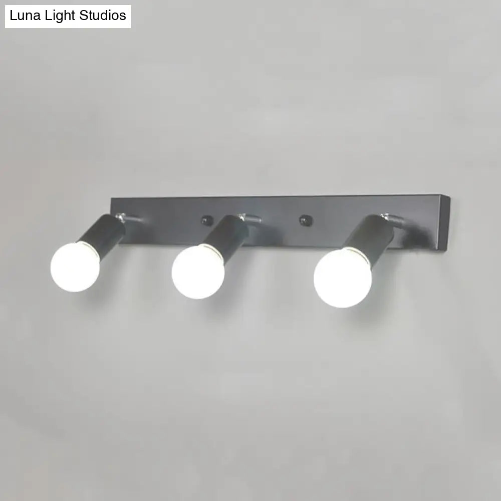 DecorBites™ 3/4-Head Bedroom Vanity Wall Sconce in Simple Metal Finish with Exposed Bulb - Black/White