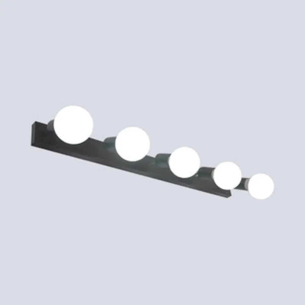 DecorBites™ 3/4-Head Bedroom Vanity Wall Sconce in Simple Metal Finish with Exposed Bulb - Black/White