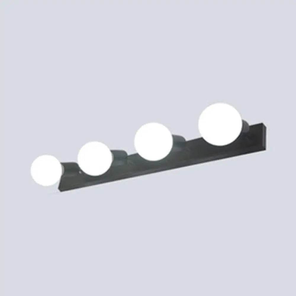 DecorBites™ 3/4-Head Bedroom Vanity Wall Sconce in Simple Metal Finish with Exposed Bulb - Black/White