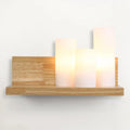 DecorBites™ 3-Head Contemporary Tube Shade Wall Lamp with Wooden Shelf – Perfect for Cloth Shop