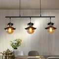 DecorBites™ 3-Light Linear Hanging Island Pendant - Traditional Black Metal Lamp with Flared Shade