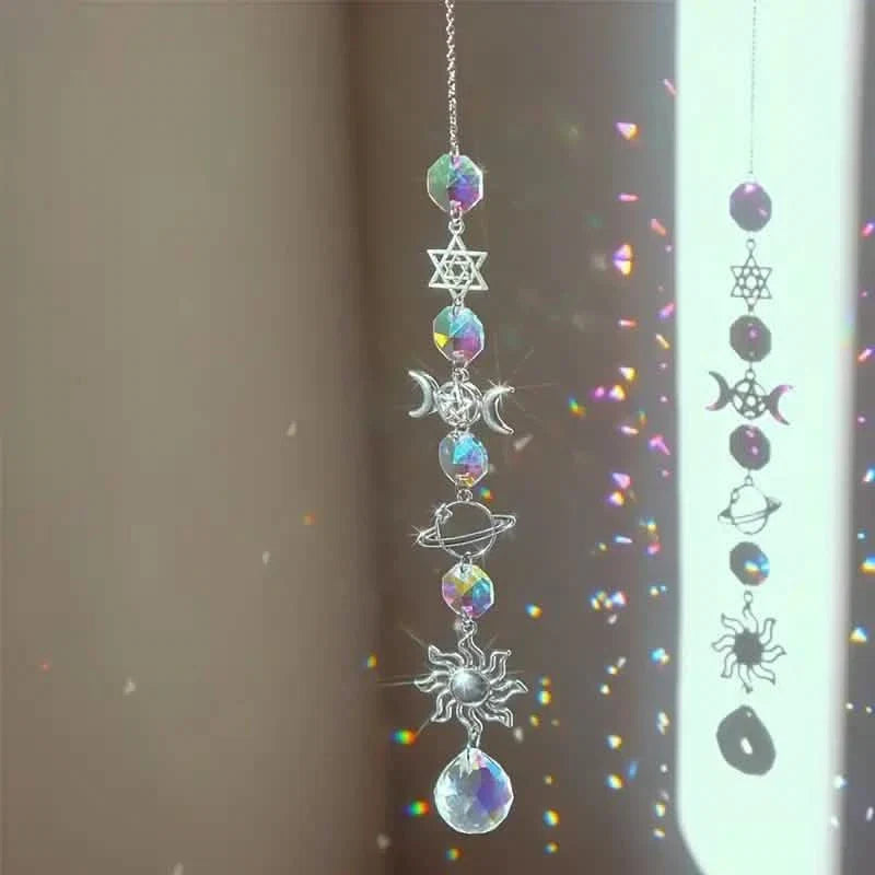 3-Pieces: Crystal Wind Chime Pendant Catcher Diamond Prisms