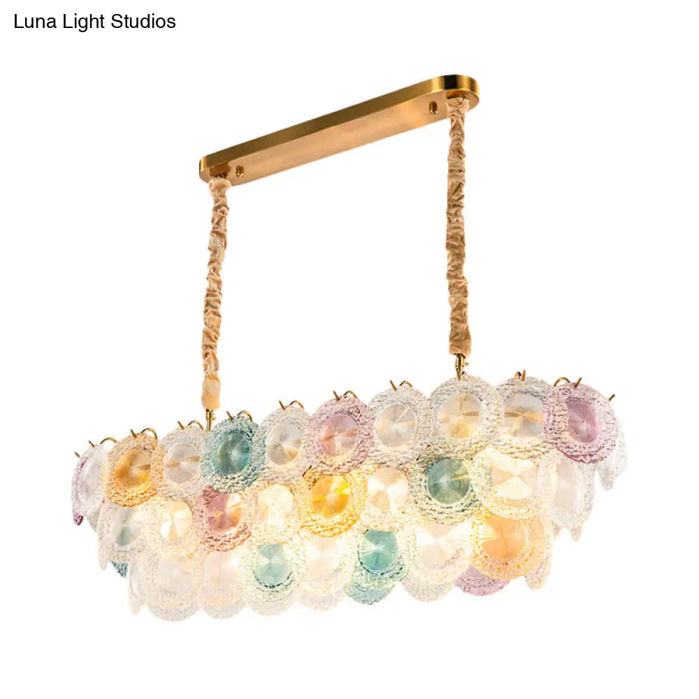 DecorBites™ 3-Tier Stained Glass Billiard Light - Modern Island Chandelier (14 Lights) for Hotel and Restaurant