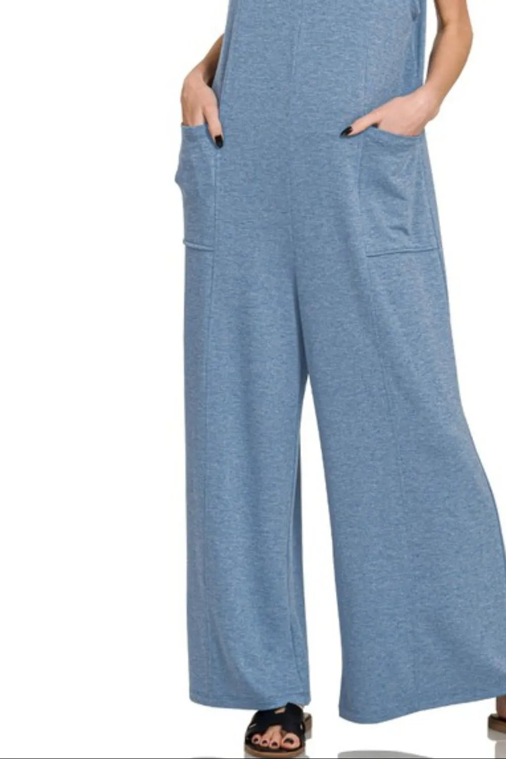 French Terry Deep V Neck Jumpsuits