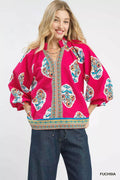 Boho Floral Print Tunic Blouse