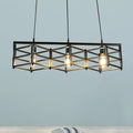 DecorBites™ 31.5"/32" Industrial Metal Island Lighting - 3-Light Dining Room Pendant with Cage Shade, Black