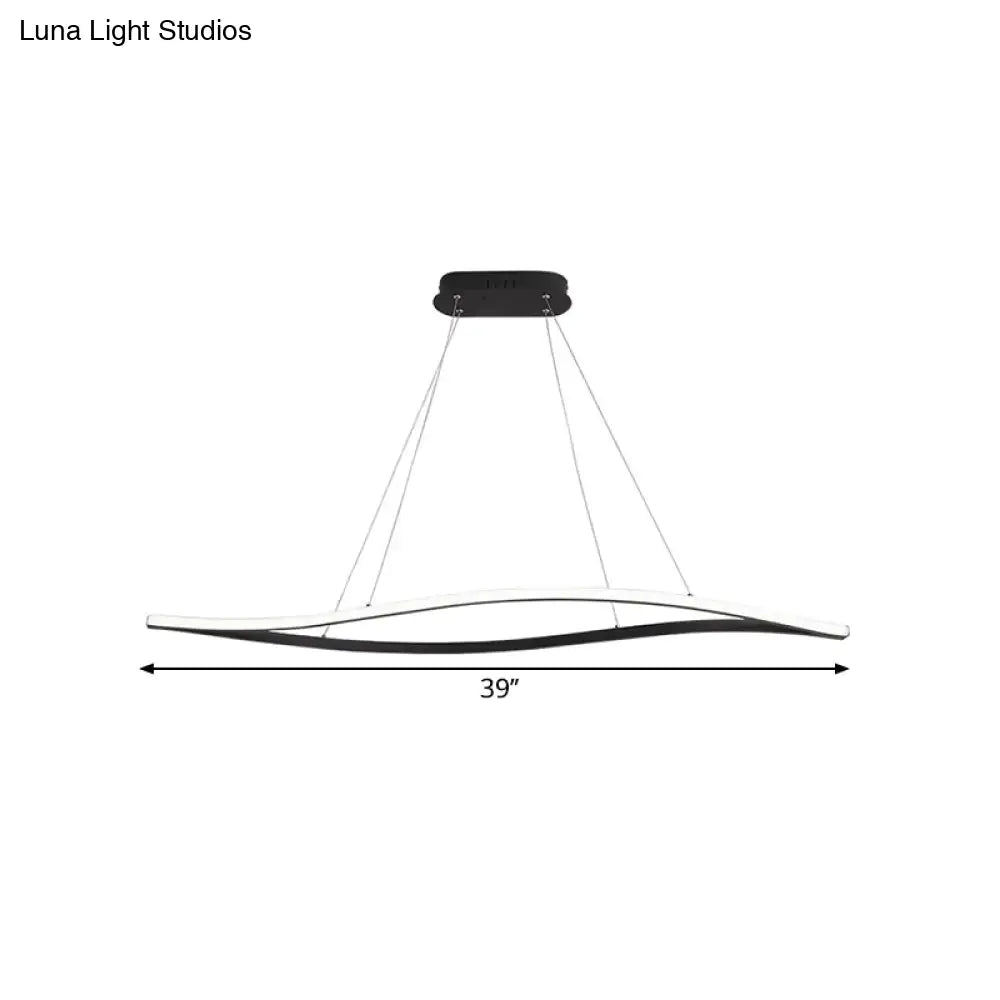 DecorBites™ 31.5"/39" Simple LED Island Lamp with Black Leaf Frame - Ceiling Hang Fixture in Warm/White Light