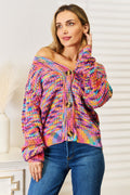 I am A Fashion Junky Woven Right V-Neck Long Sleeve Cardigan