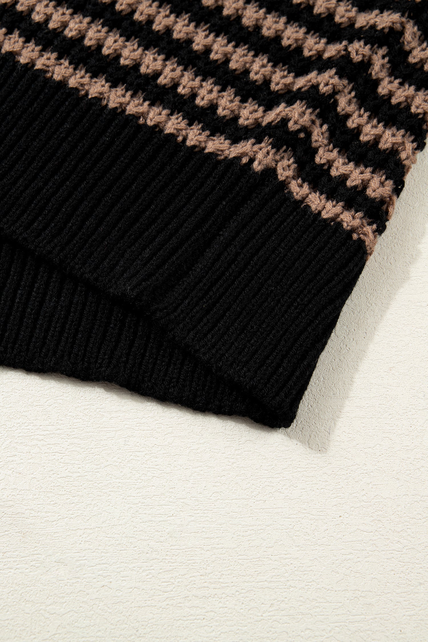 Black Stripe 3/4 Draped Sleeve Slouchy Sweater