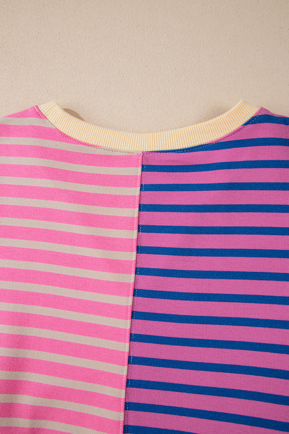 Brown Stripe Colorblock Drop Shoulder Oversize Sweatshirt