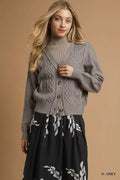 Chunky Cable Knit V-Neck Button-Up Cardigan