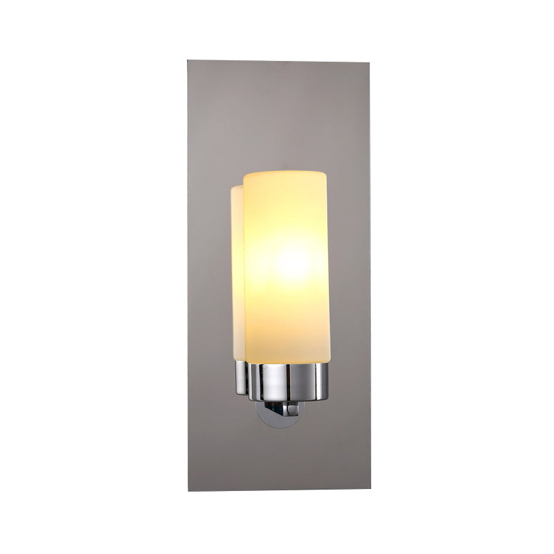 DecorBites™ Modern Opal Glass Tube Wall Sconce Light with Chrome Finish and Metal Backplate