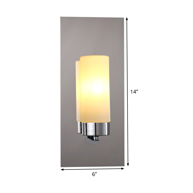 DecorBites™ Modern Opal Glass Tube Wall Sconce Light with Chrome Finish and Metal Backplate