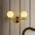 DecorBites™ Modern Gold Wall Sconce with Milky Glass Shade for Bedside Lighting - 2 Bulbs Included