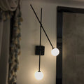 DecorBites™ Minimalist Opal Glass Bubble Wall Sconce with Metal Arm - 2 Bulb Light Fixture in Black/Gold