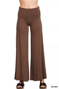 Fold Over Waist Comfy Wide Leg Pants