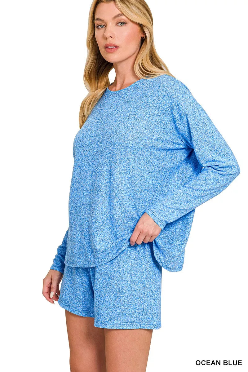 I am a Fashion Junky Soft Melange Long Sleeve Tee and Shorts Set