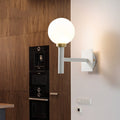 DecorBites™ Minimalist Metal-Armed Wall Lamp with Opal Glass Shade - White Sconce Light Fixture (1 Bulb)